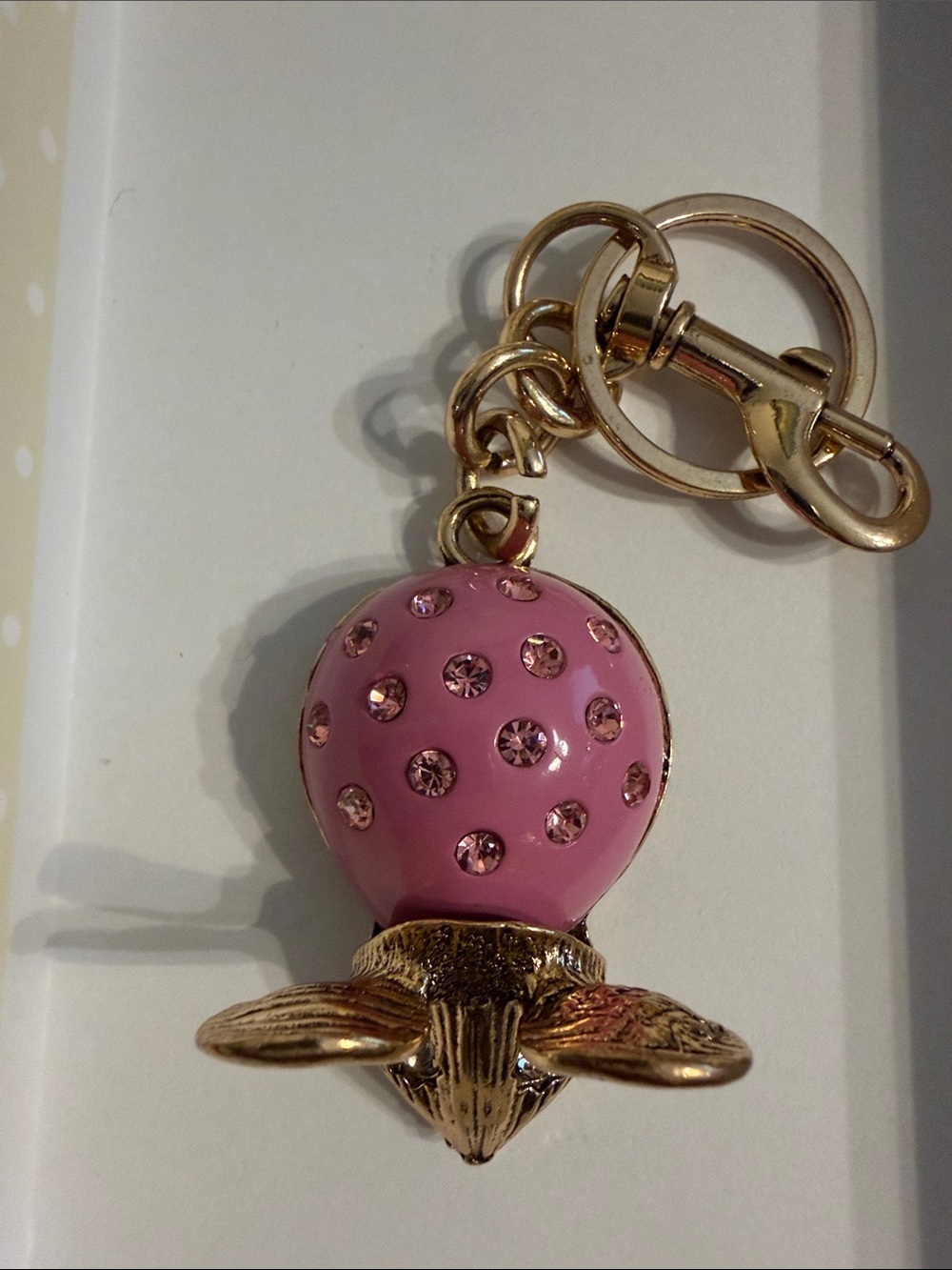Pink Rhinestones Dotted Mouse Bag Charm-NWOT - Picture 2 of 2